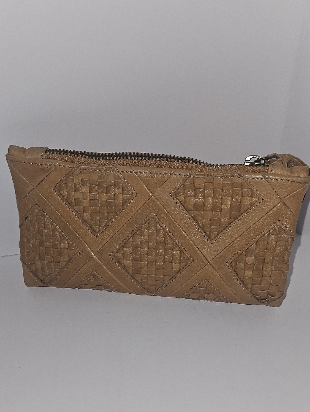 Amsterdam Heritage Woven Leather Women's Clutch Wallet Classic Crosshatch Design - Picture 2 of 5